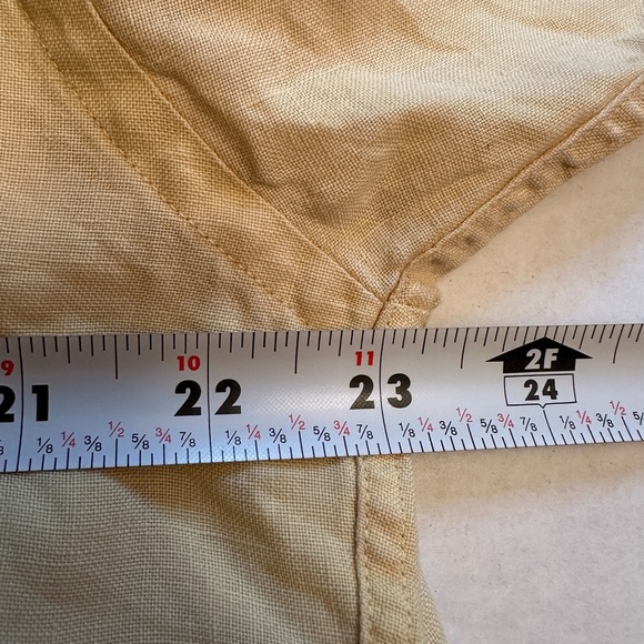 Brooks Brothers Size Medium 100% Irish Linen Shirt Button Down Yellow Beige - Picture 5 of 7